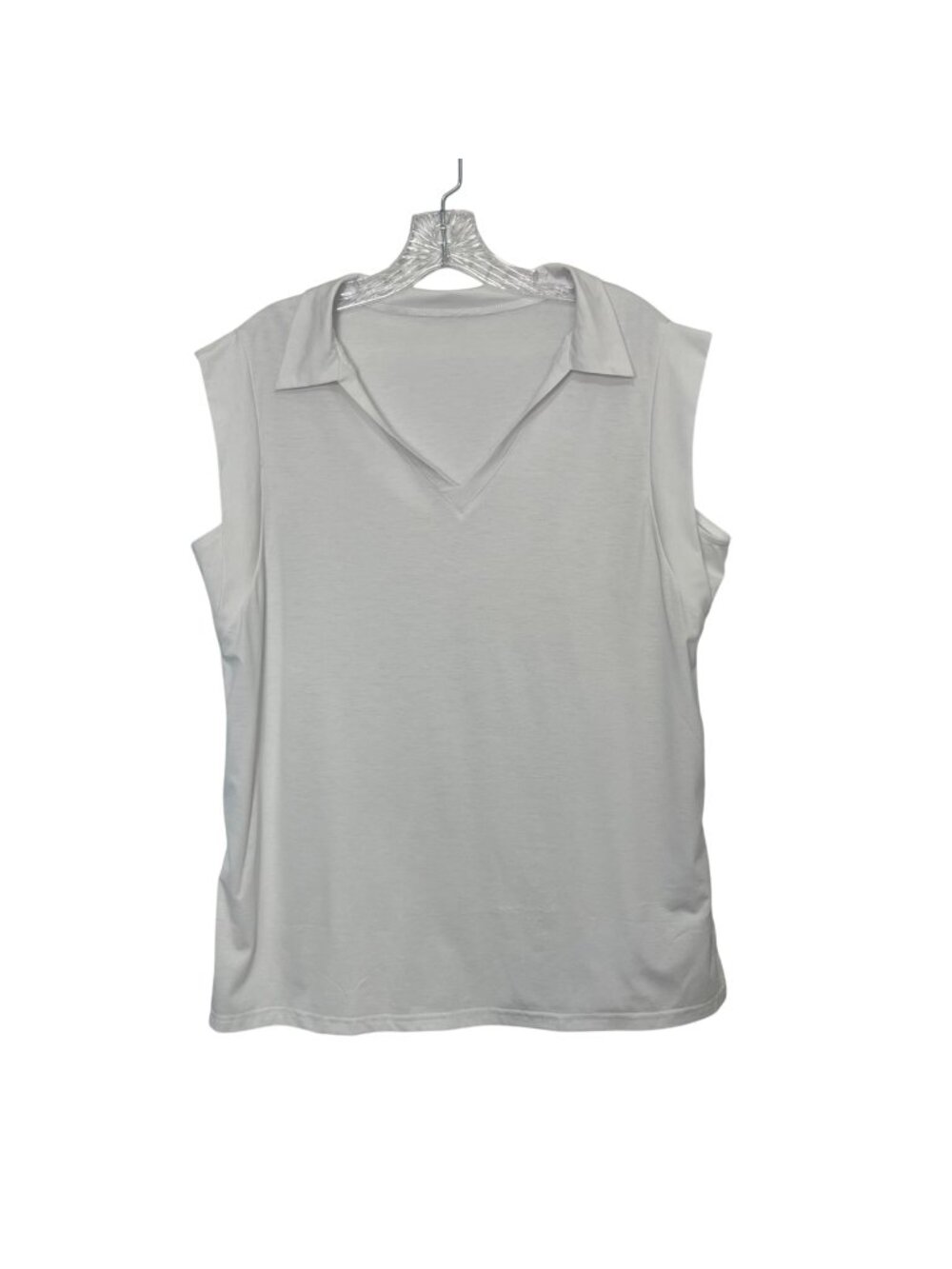 Purpearl Sleeveless Vneck Top Polo XL White New Notched Collar Golf Summer